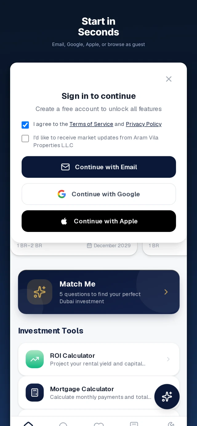 Start in seconds: email, Google, Apple, or guest